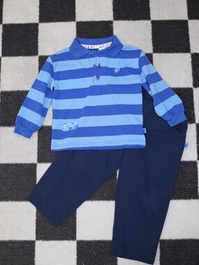 1999 Blues Clues Striped Polo Top & Navy Pants Set